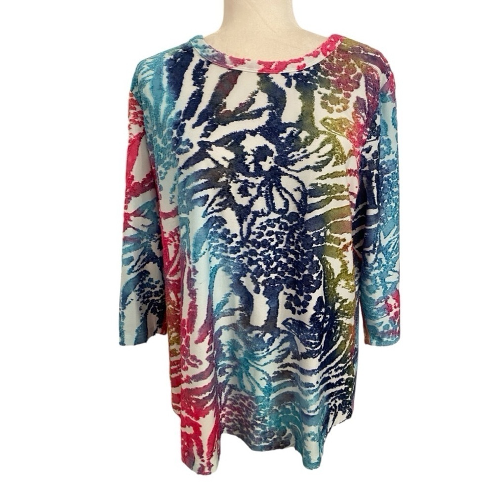 Calessa Womens Burnout Tie Dye Crewneck Shirt